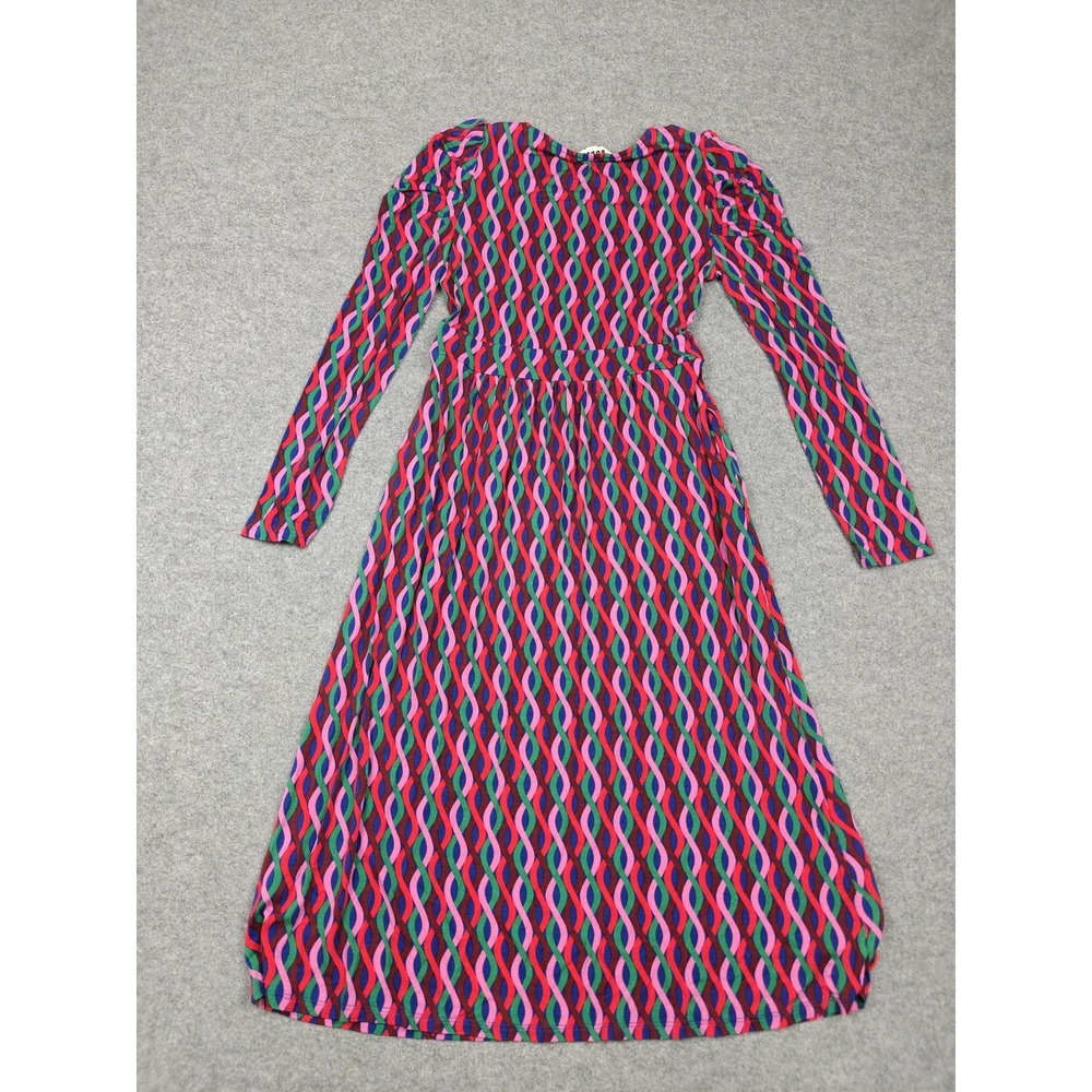 Boden Dress Womens 6 Multicolor Wavy Stripe Fit & Flare Puff Sleeve Midi - Picture 6 of 9